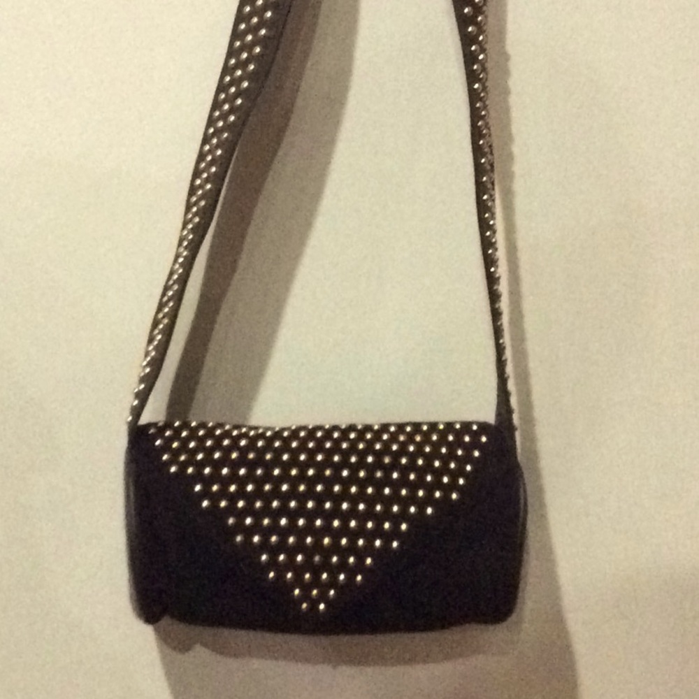 LEATHER BLACK BAG WITH STUDS